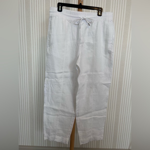 Athleta Retreat High Rise Linen Ankle Pant White Womens Size Large NWOT - Picture 6 of 12